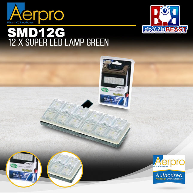 Aerpro SMD12G 12X Super LED Lamp Green Suit Festoon/Bayonet/T10