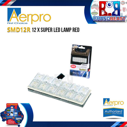 Aerpro SMD12R 12X Super LED Lamp Red Suit Festoon/Bayonet/T10