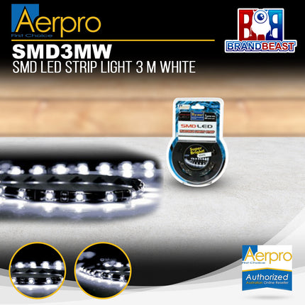 Aerpro SMD3MW Flexible SMD LED Strip Lighting 12V 3M White