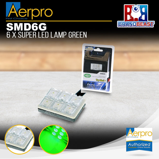 Aerpro SMD6G 6X Super LED Lamp Green Suit Festoon/Bayonet/T10