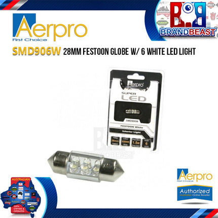 Aerpro SMD906W 28mm Festoon Globe With 6x White Super SMD LED