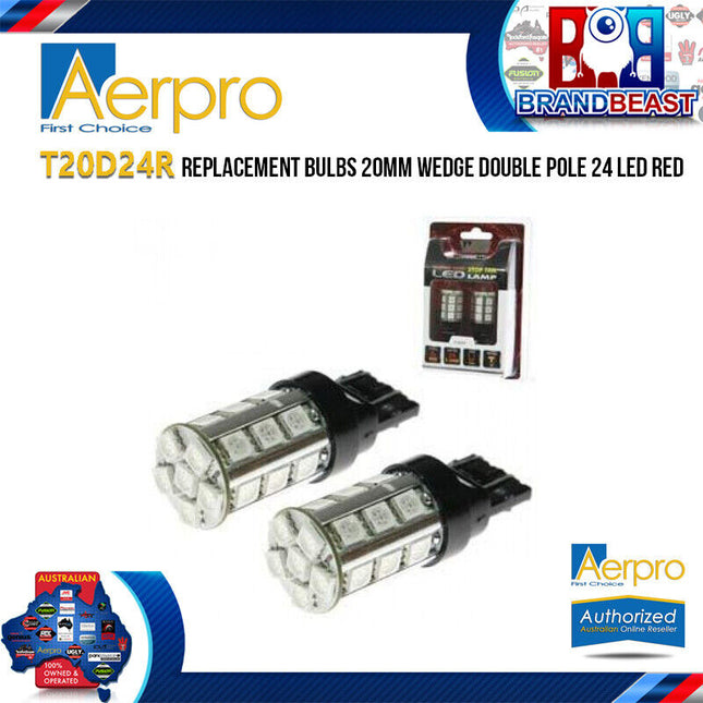 Aerpro T20D24R Replacement Bulb 20mm Wedge Double Pole 24 LED Red