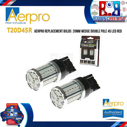 Aerpro T20D45R Replacement Bulbs 20mm Wedge Double Pole 45 LED Red