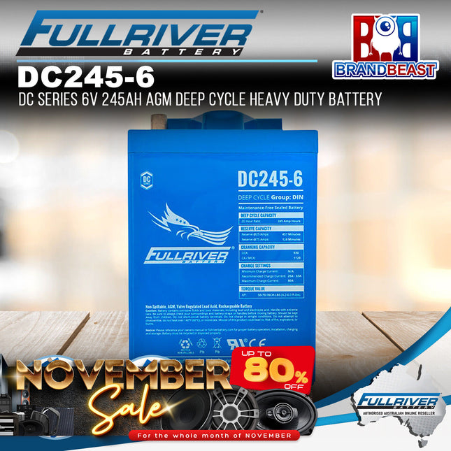Fullriver DC245-6 DC Series 6V 245Ah AGM Deep Cycle Heavy Duty Battery