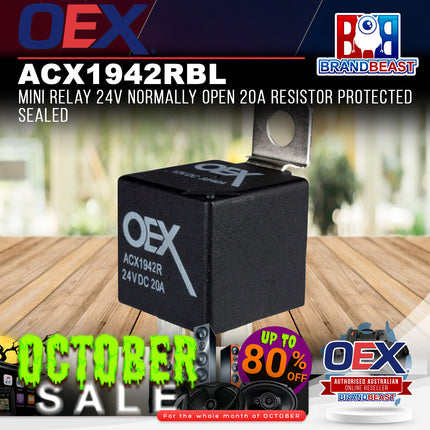 OEX ACX1942RBL Mini Relay 24V Normally Open 20A Resistor Protected Sealed