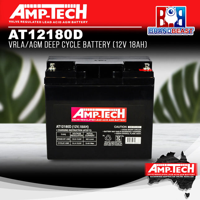 Amp-Tech AT12180D VRLA/AGM Deep Cycle Battery (12V 18Ah)