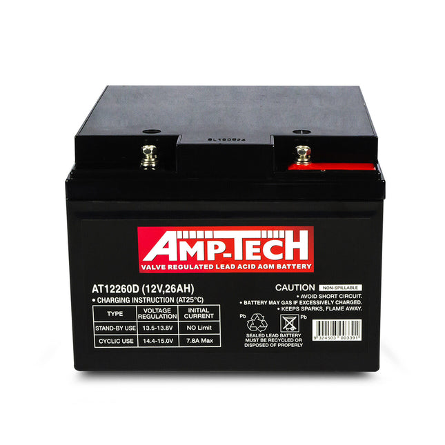 Amp-Tech AT12260D VRLA/AGM Deep Cycle Battery (12V 26Ah)