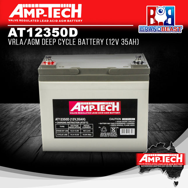 Amp-Tech AT12350D VRLA/AGM Deep Cycle Battery (12V 35Ah)