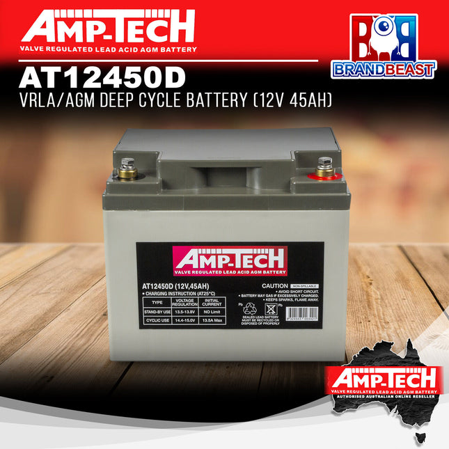 Amp-Tech AT12450D VRLA/AGM Deep Cycle Battery (12V 45Ah)