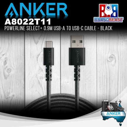 Anker A8022T11 PowerLine Select+ 0.9m USB-A to USB-C Cable - Black