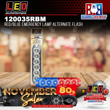 LED Autolamps 120035RBM Red/Blue Emergency Lamp Alternate Flash