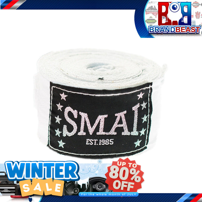 SMAI B020B/L-180-WHI 3x5cm SMAI Boxing Wraps - White