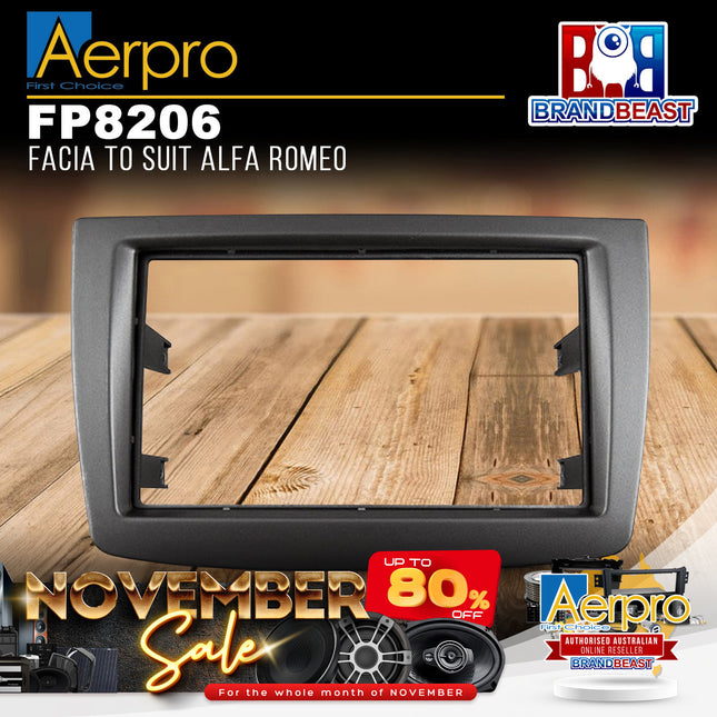 Aerpro FP8206 2DIN Metallic Silver Facia Kit Suit Alfa Romeo MiTo 2008 - 2013
