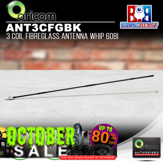 Oricom ANT3CFGBK 6dBi Three Coil Fibreglass Antenna Whip