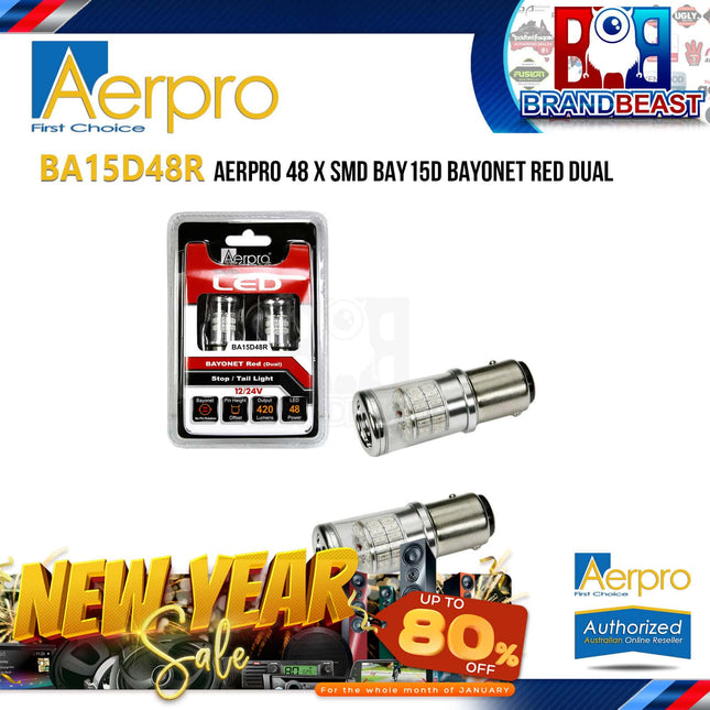 Aerpro BA15D48R 48 X SMD BAY15D Bayonet Red Dual