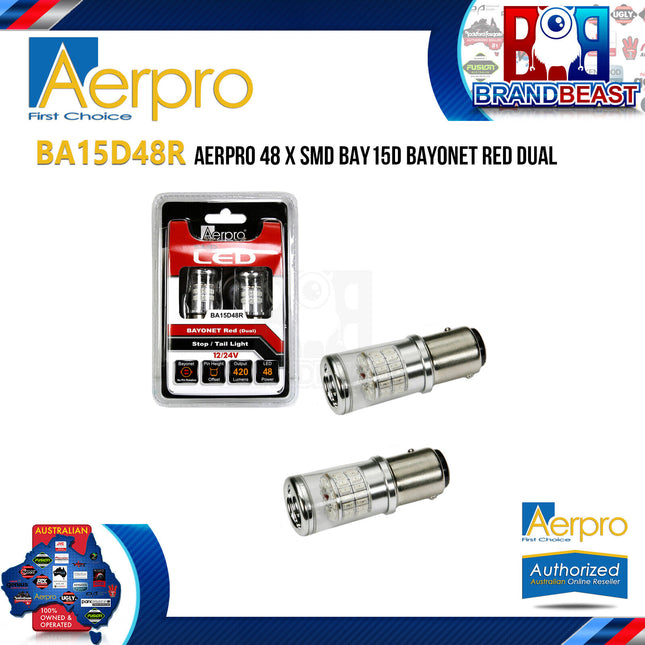 Aerpro BA15D48R 48 X SMD BAY15D Bayonet Red Dual