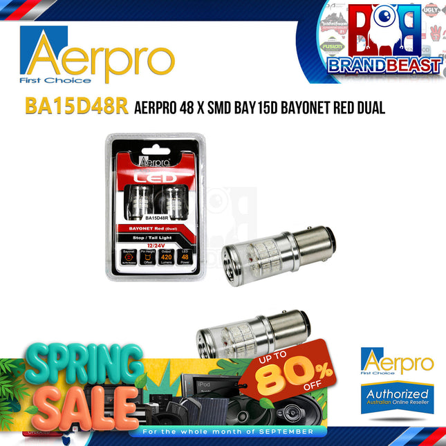 Aerpro BA15D48R 48 X SMD BAY15D Bayonet Red Dual