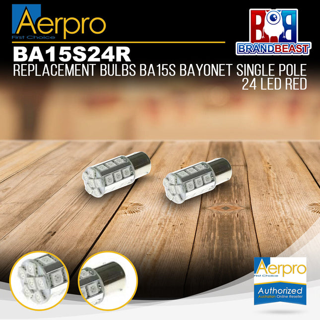 Aerpro BA15S24R Replacement Bulb Ba15s Bayonet Single Pole 24 LED Red
