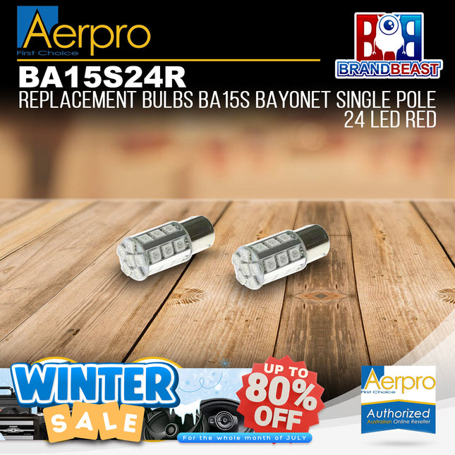 Aerpro BA15S24R Replacement Bulb Ba15s Bayonet Single Pole 24 LED Red