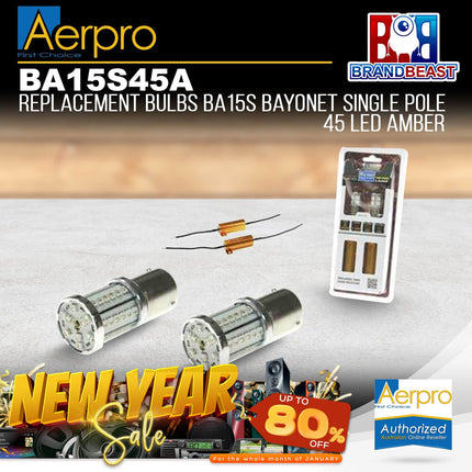 Aerpro Replacement Bulbs Ba15S Bayonet Single Pole 45 Led Amber BA15S45A