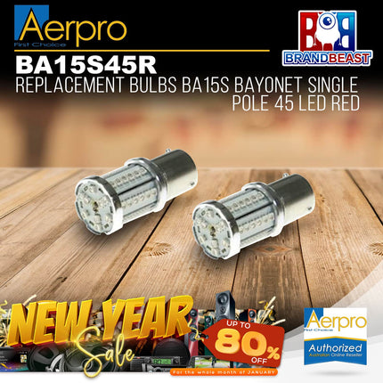 Aerpro Replacement Bulbs Ba15S Bayonet Single Pole 45 Led Red BA15S45R