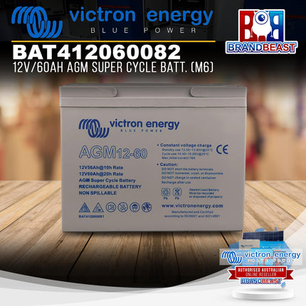 Victron Energy BAT412060082 12V/60Ah AGM Super Cycle Batt. (M6)