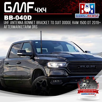 GMF4x4 BB-040D UHF Antenna Bonnet Bracket To Suit Dodge RAM 1500 DT 2019+ AfterMarketArm DRS