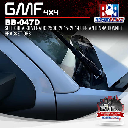 GMF4x4 BB-047D UHF Antenna Bonnet Bracket To Suit Chev Silverado 2500 2015-2019 - Driver Side