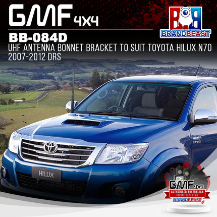 GMF4x4 BB-084D UHF Antenna Bonnet Bracket To Suit Toyota Hilux N70 2007-2012 DRS