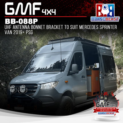 GMF4x4 BB-088P UHF Antenna Bonnet Bracket To Suit Mercedes Sprinter Van 2019+PSG