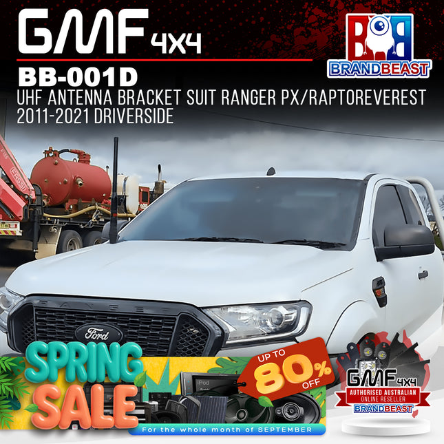 GMF4x4 BB-001D UHF Antenna Bracket Suit PX/RaptorEverest 2011-2021 DriverSide