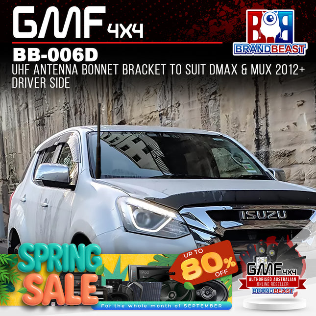GMF4x4 BB-006D UHF Antenna Bonnet Bracket To Suit DMAX & MUX 2012+ Driver Side