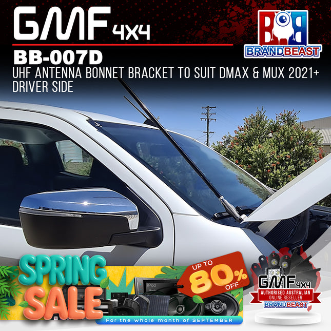 GMF4x4 BB-007D UHF Antenna Bonnet Bracket To Suit DMAX & MUX 2021+ Driver Side
