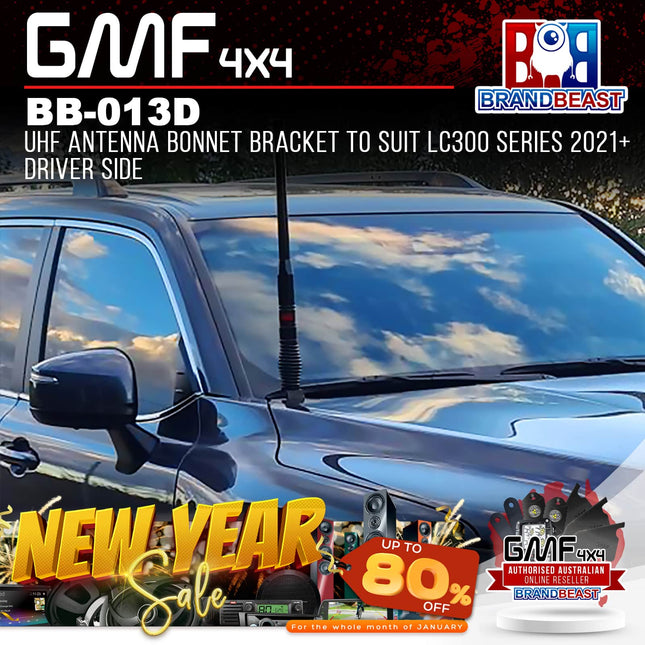 GMF4x4 BB-013D UHF Antenna Bonnet Bracket To Suit LC300 Series 2021+ Driver Side