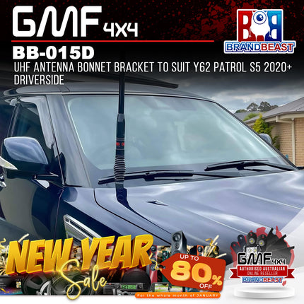 GMF4x4 BB-015D UHF Antenna Bonnet Bracket To Suit Y62 Patrol S5 2020+ DriverSide