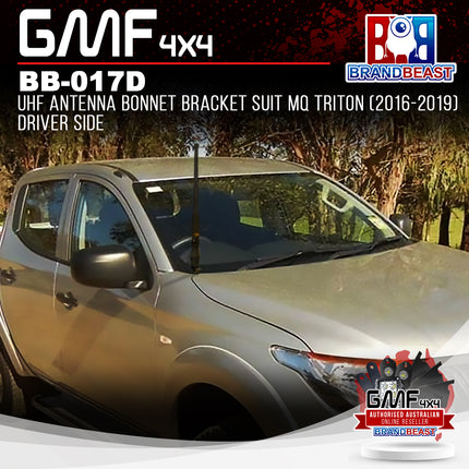GMF4X4 BB-017D UHF Antenna Bonnet Bracket Suit MQ Triton (2016-2019) Driver Side