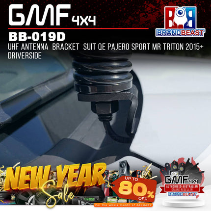 GMF4x4 BB-019D UHF Antenna Bracket Suits QE Pajero & MR Triton 2015+ Driver Side