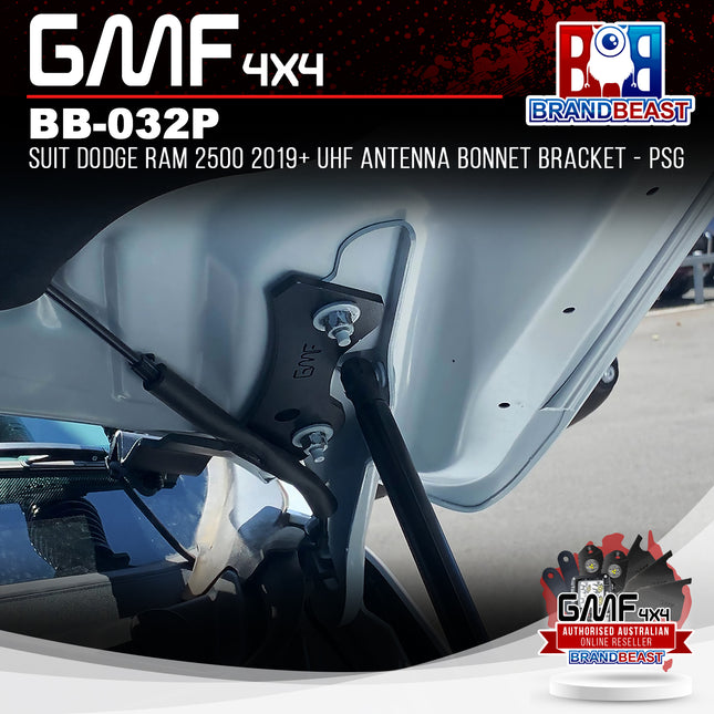 GMF4x4 BB-032P UHF Antenna Bonnet Bracket Suit Dodge RAM2500 2019+ PassengerSide