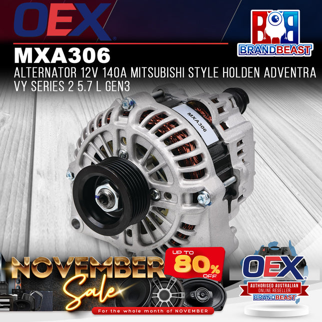 OEX MXA306 Alternator 12V 140A Mitsubishi Style Holden Adventra VY Series 2 5.7 L Gen3