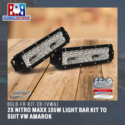 Ultra Vision Lighting BGLB-FR-KIT-CB-(VWA) 2x Nitro Maxx 105W Light Bar Kit To Suit VW Amarok