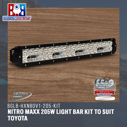 Ultra Vision Lighting BGLB-HXN80V1-205-KIT Nitro Maxx 205W Light Bar Kit To Suit Toyota