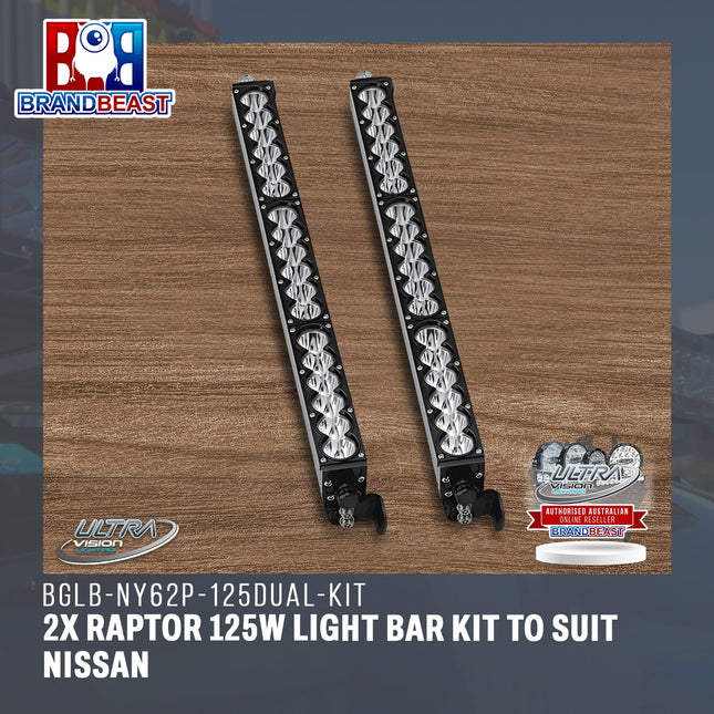 Ultra Vision Lighting BGLB-NY62P-125DUAL-KIT 2x Raptor 125W Light Bar Kit To Suit Nissan