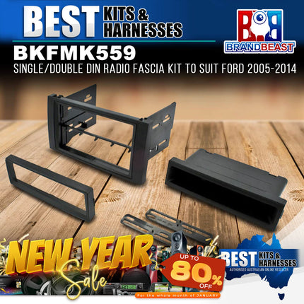 BestKits BKFMK559 Single/Double DIN Radio Fascia Kit To Suit Ford 2005-2014