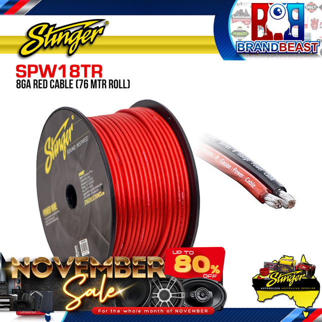 Stinger SPW18TR 76 Meter Roll 8GA Red Cable