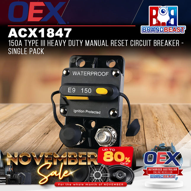 OEX ACX1847 150A Type III Heavy Duty Manual Reset Circuit Breaker - Single Pack