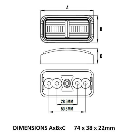 Roadvision BR8W LED Clearance Light White Clear Lens 10-30V