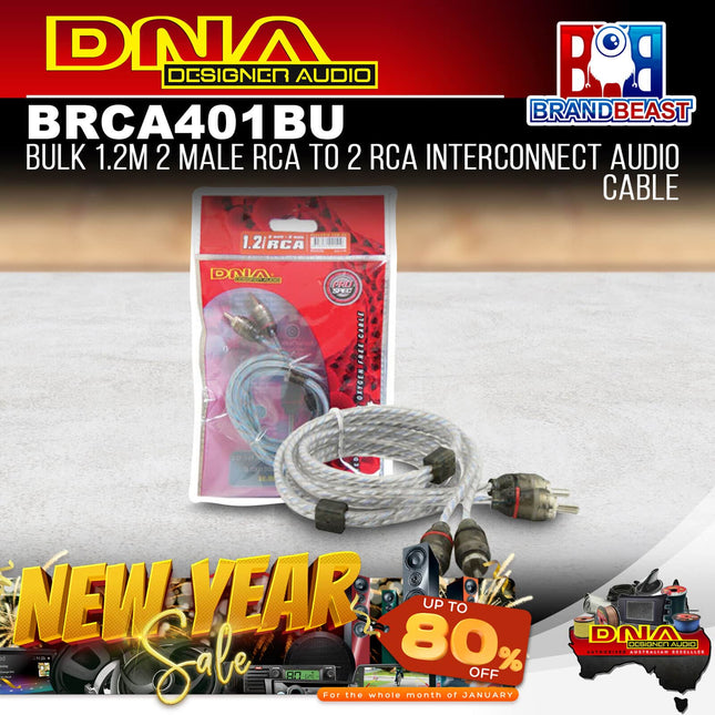 DNA BRCA401BU Bulk 1.2M 2 Male RCA To 2 RCA Interconnect Audio Cable