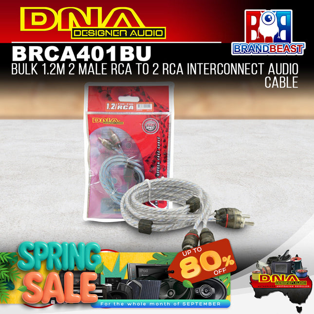 DNA BRCA401BU Bulk 1.2M 2 Male RCA To 2 RCA Interconnect Audio Cable