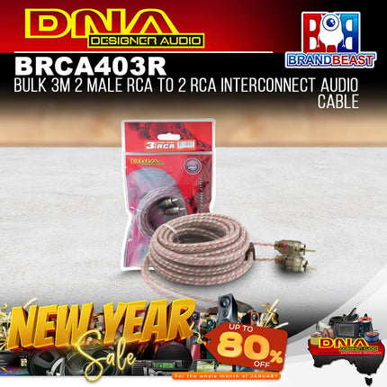 DNA BRCA403R Bulk 3M 2 Male RCA - 2 RCA Interconnect Audio Cable - Red