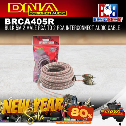 DNA BRCA405R Bulk 5.0 Metre 2 To 2 RCA Cable - Red